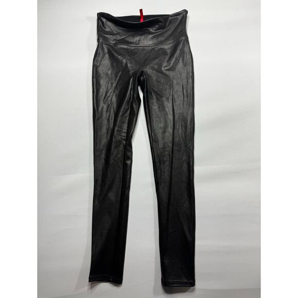 SPANX Pants - Spanx Women's Black Faux Leather Leggings - Size M (26x26)